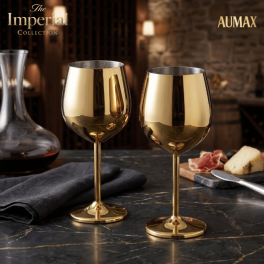 Set de Copas AUMAX Imperial Collection Wine Gold Mirror - Acero Inoxidable 304