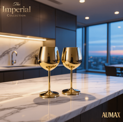 Set de Copas AUMAX Imperial Collection Wine Gold Mirror - Acero Inoxidable 304