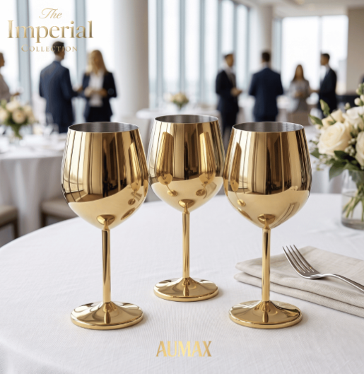 Set de Copas AUMAX Imperial Collection Wine Gold Mirror - Acero Inoxidable 304