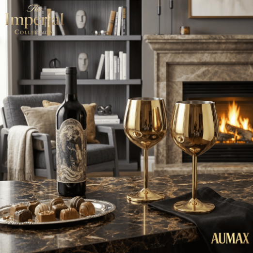 Set de Copas AUMAX Imperial Collection Wine Gold Mirror - Acero Inoxidable 304