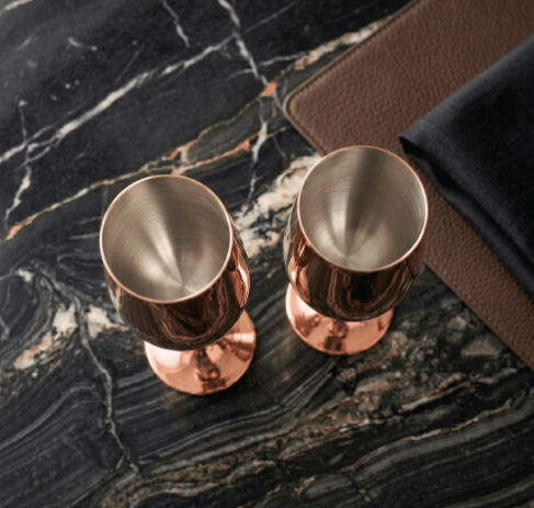 Set de Copas AUMAX Imperial Collection Champagne Rose Gold Mirror - Acero Inoxidable 304