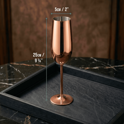 Set de Copas AUMAX Imperial Collection Champagne Rose Gold Mirror - Acero Inoxidable 304