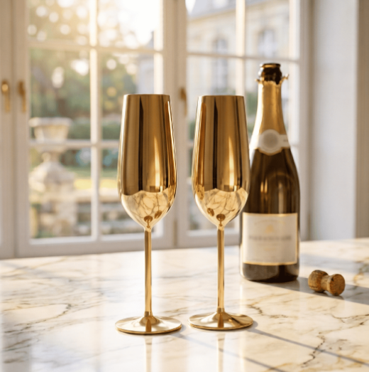 Set de Copas AUMAX Imperial Collection Champagne Gold Mirror - Acero Inoxidable 304
