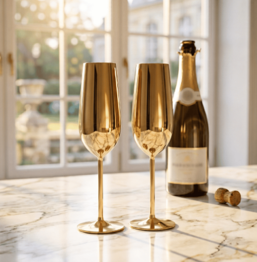 Set de Copas AUMAX Imperial Collection Champagne Gold Mirror - Acero Inoxidable 304
