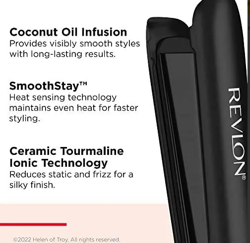 Plancha de pelo Revlon SmoothStay de 10 niveles de calor Placas ceramicas negra