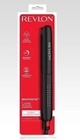Plancha de pelo Revlon SmoothStay de 10 niveles de calor Placas ceramicas negra
