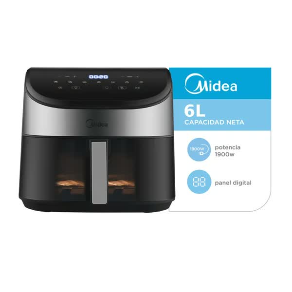 Freidora Midea Sin Aceite AF-DW60BAR1 Digital 6 Litros 1900W