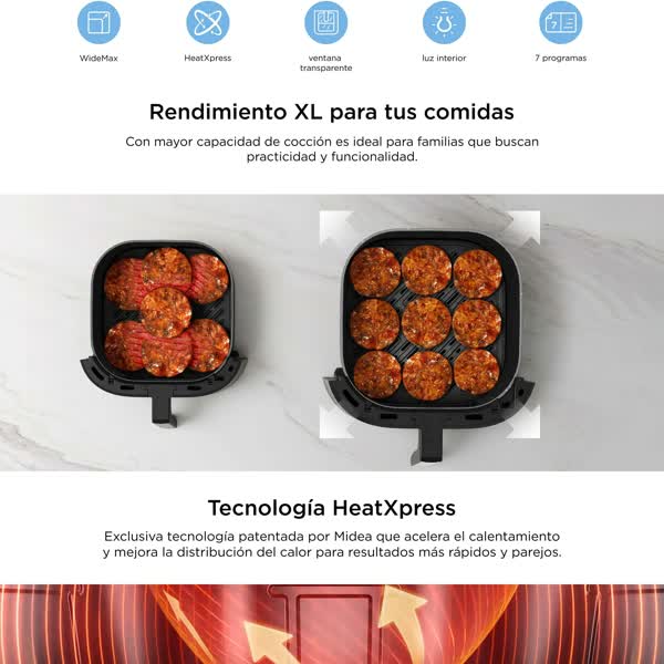 Freidora Midea Sin Aceite AF-DW60BAR1 Digital 6 Litros 1900W