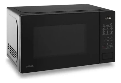 Microondas Atma MATDB20UBN negro vista lateral y panel digital