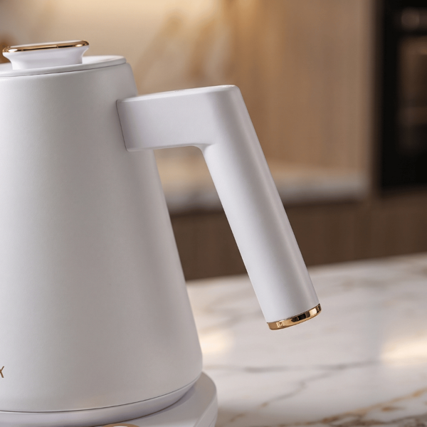 Pava Eléctrica Digital AUMAX Alba 1L Blanca Gold Acero 304