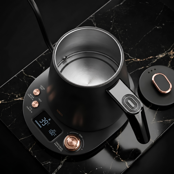 Pava Eléctrica Digital Aumax Nera Acero Black & Gold 1 Litro