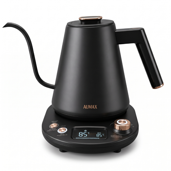 Pava Eléctrica Digital Aumax Nera Acero Black & Gold 1 Litro