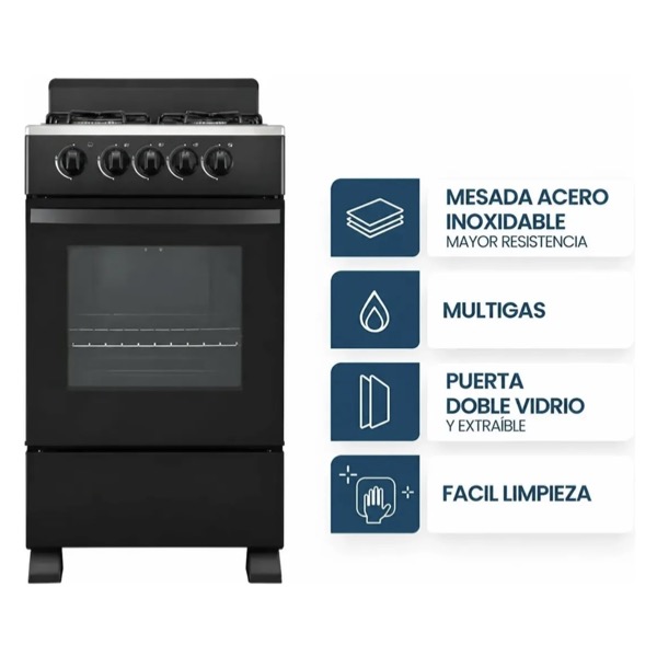 Cocina Multigas Philco PHCN50NNS 50 cm Mesada Acero