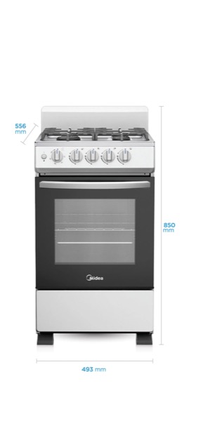 Cocina Multigas 50cm Midea Gris 20tmg4pgar1 Luz y Encendido