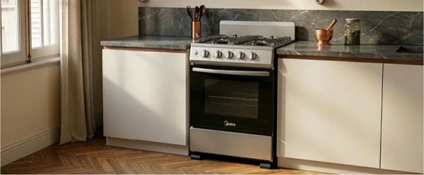 Cocina Multigas 50cm Midea Gris 20tmg4pgar1 Luz y Encendido
