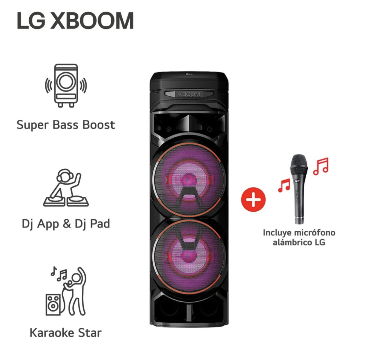 Torre de Sonido 1800W LG XBOOM RNC9 con Bluetooth Negro