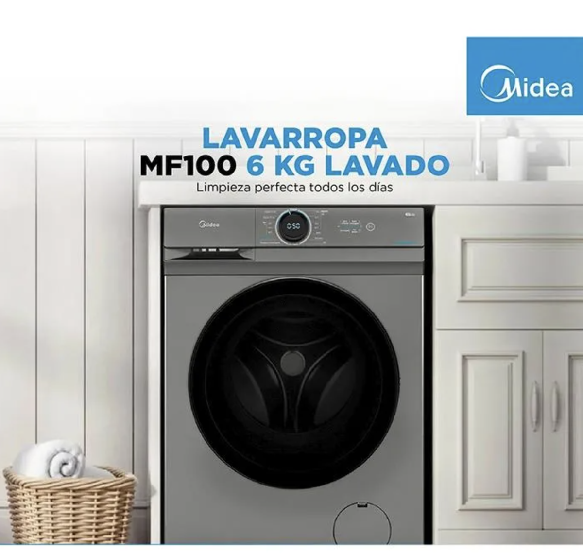 Lavarropas Midea 6 Kg 1000 RPM MF100W60/T-A1 Color Titanio