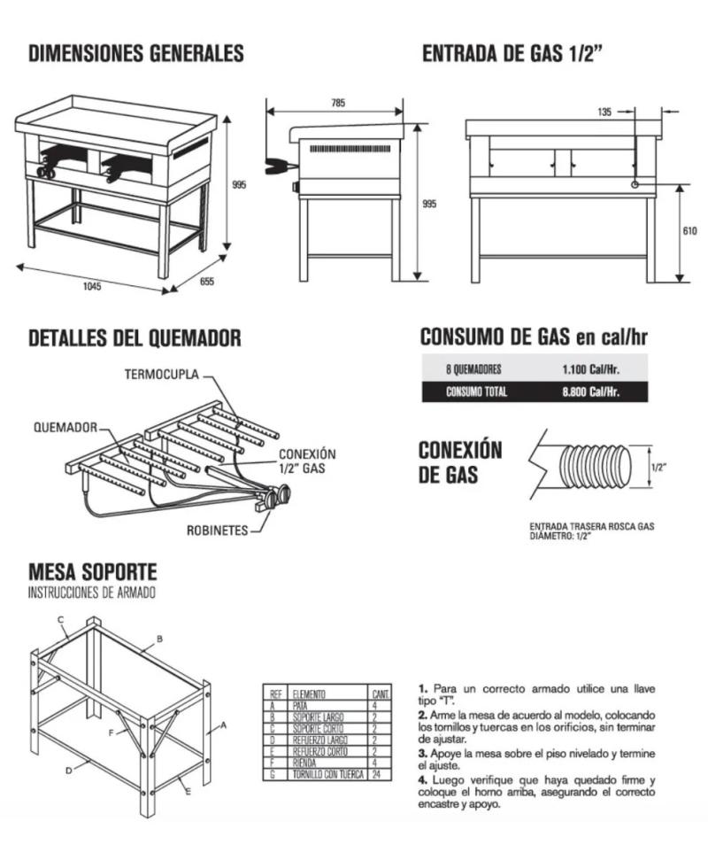 Plancha Lomitera Hamburguesera Sol Real 100x60 Con Carlitero