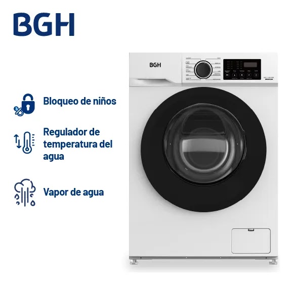 Lavarropas Bgh Inverter Carga Frontal 6kg Bwfe06w24ar Blanco