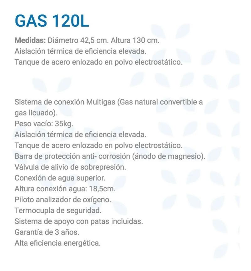 Termotanque Escorial 120 litros Multigas