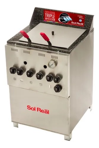 Freidora 33 Litros Sol Real Triple inyección Gas Envasado