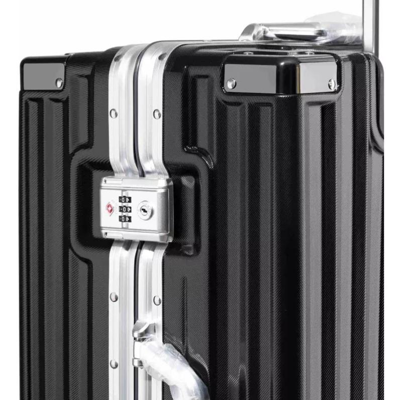 Valija Aumax Luxor Black Silver Grande Marco De Aluminio Tsa