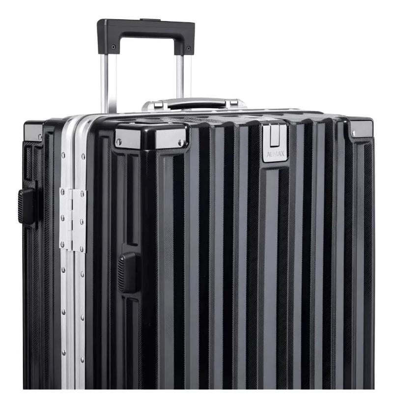 Valija Aumax Luxor Black Silver Grande Marco De Aluminio Tsa