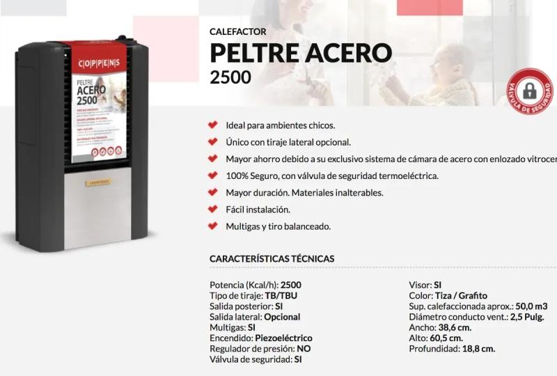 Calefactor Coppens Tb 2500 Calorias Peltre Ii Acero Multigas