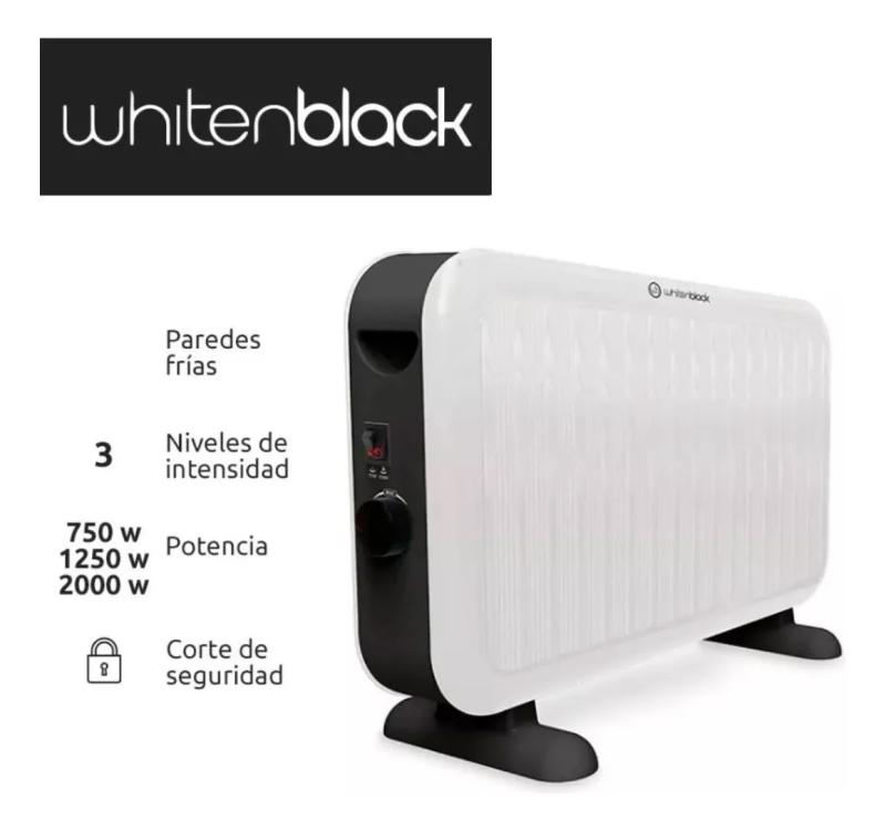 Convector Natural Whitenblack Cnwb01 2000 Watts Termostato