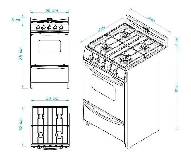 Cocina Escorial Palace Cristal 50cm Blanca Gas Natural