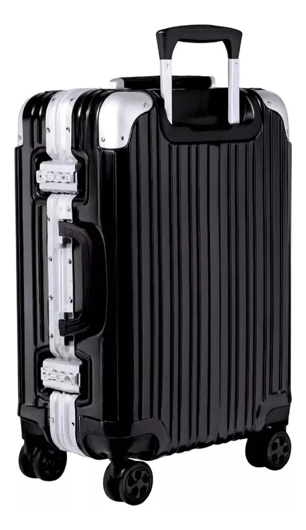 Valija Aumax Magna Black Silver Mediana 24 Marco De Aluminio