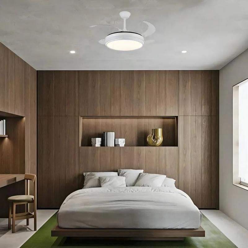 Ventilador De Techo Embassy Aspas Retractiles 70w Luz Led