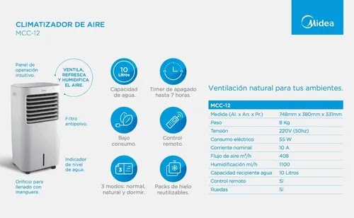 Climatizador Midea 10 Litros Mcc-12 