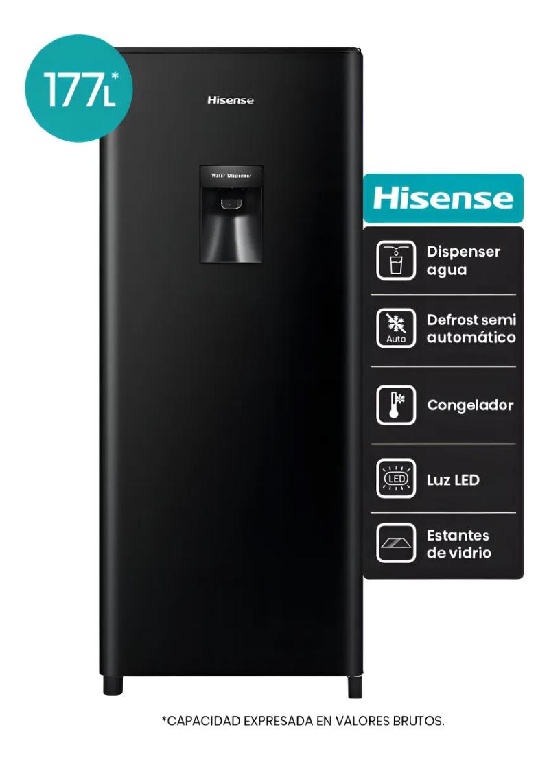 Heladera Hisense Single Door 177 L Dispenser De Agua Rl230wb Negro