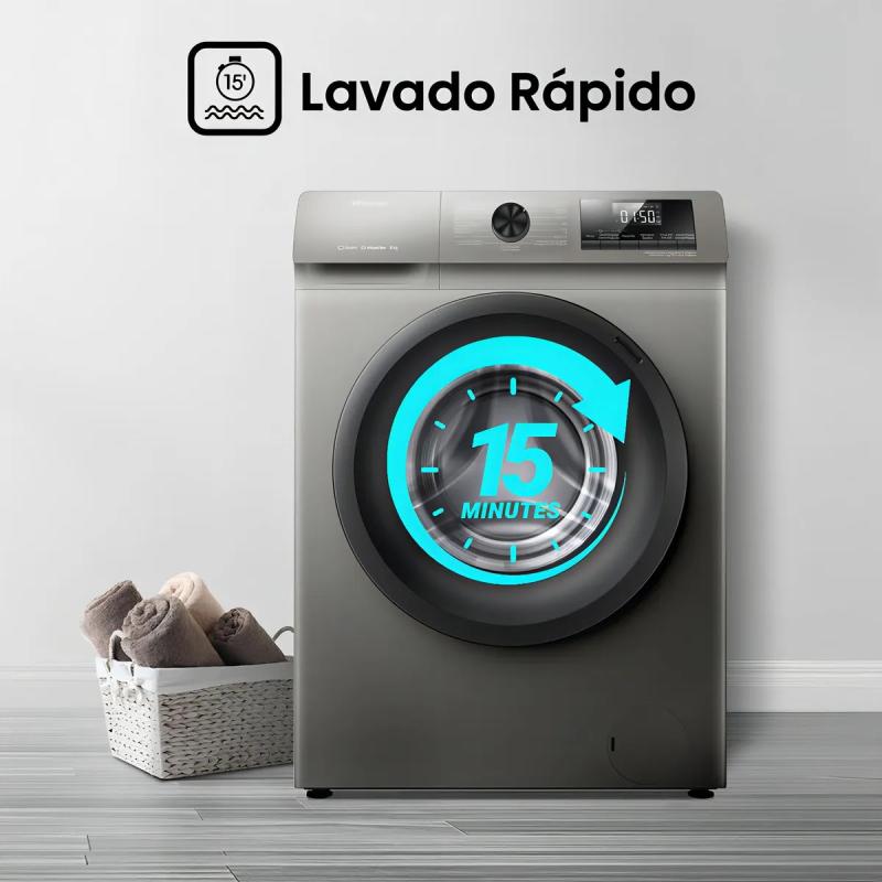 Lavarropas Hisense Wfqp8014t Inverter 8 Kilos Gris