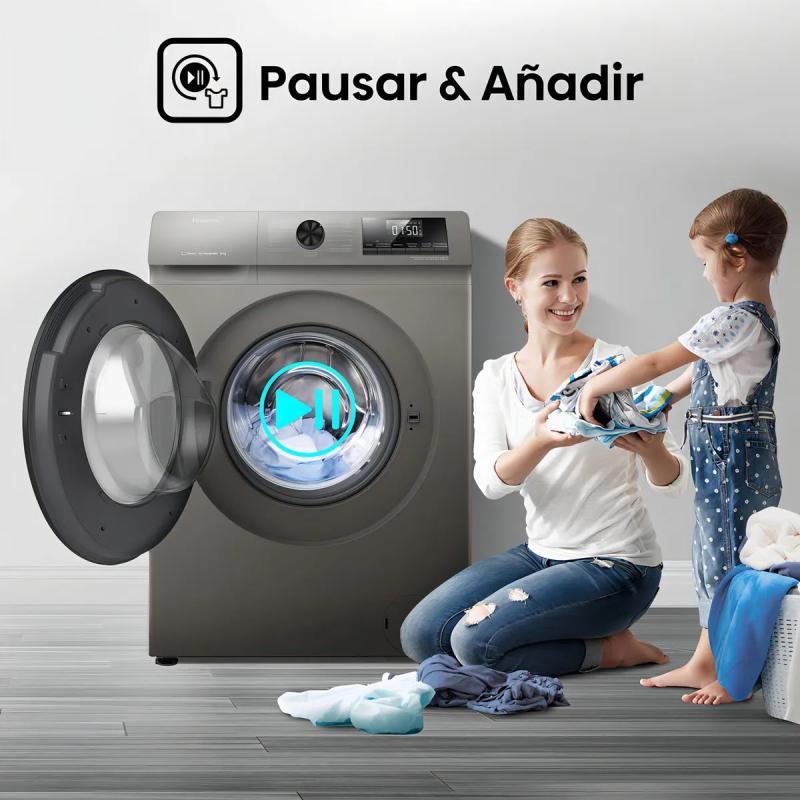 Lavarropas Hisense Wfqp8014t Inverter 8 Kilos Gris