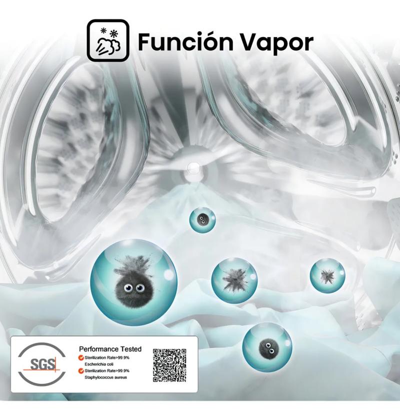 Lavarropas Hisense Wfqp8014t Inverter 8 Kilos Gris