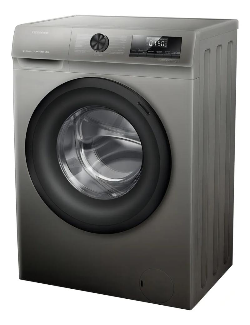 Lavarropas Hisense Wfqp8014t Inverter 8 Kilos Gris