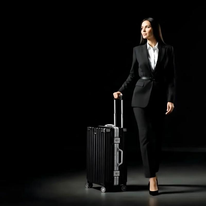 Valija Aumax Luxor Black Silver Marco De Aluminio Mediana 24