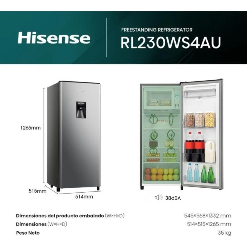 Heladera Single Door Hisense 177l Con Dispenser De Agua Silver