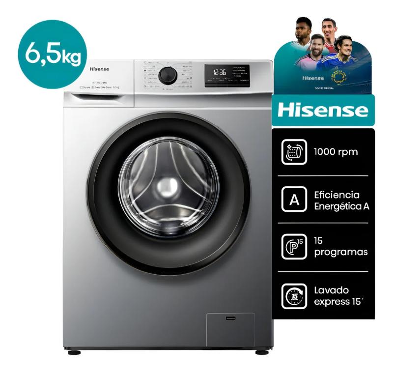 Lavarropas Automático Hisense Carga Frontal 6.5 Kg Color Gri Color Gris
