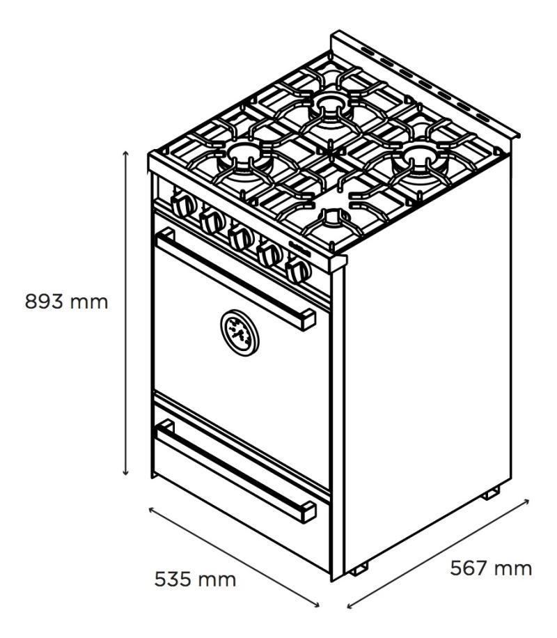 Cocina Industrial Sol Real 535 4 Hornallas Rejas Fundicion