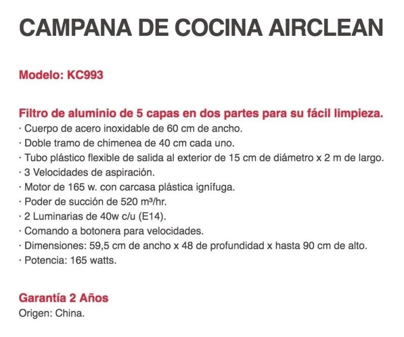 Campana De Cocina Liliana Kc993 Acero 3 Velocidades