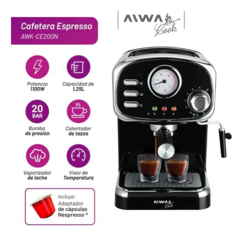Cafetera Espresso Vintage Aiwa Cook AWK-CE200N