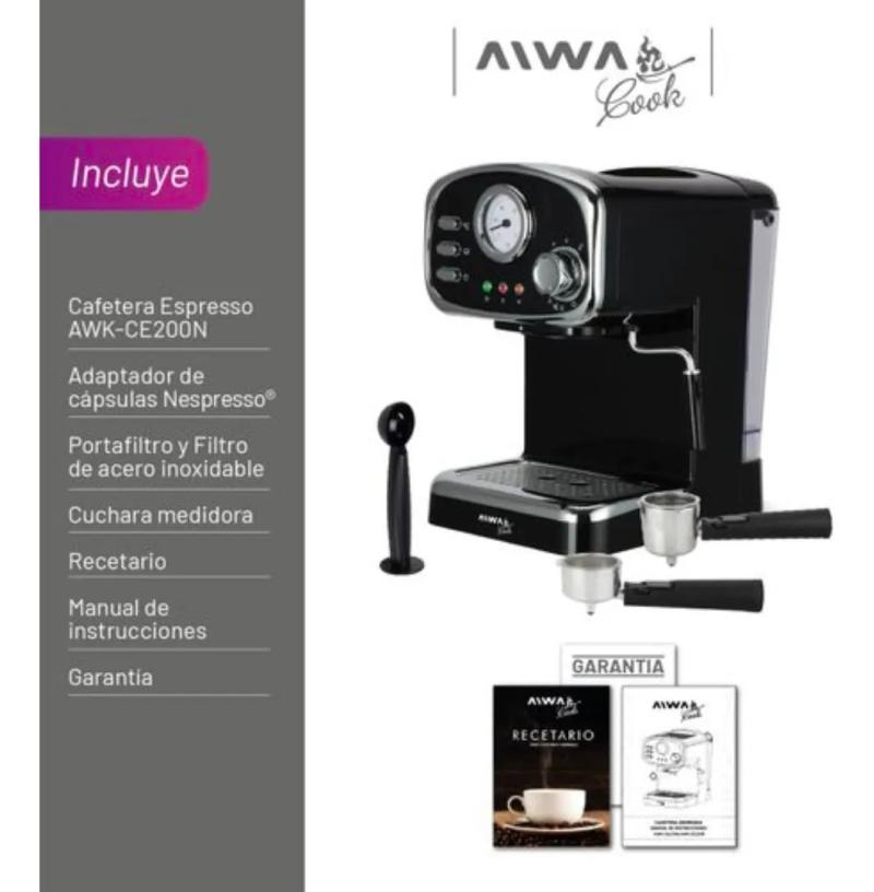Cafetera Espresso Vintage Aiwa Cook AWK-CE200N