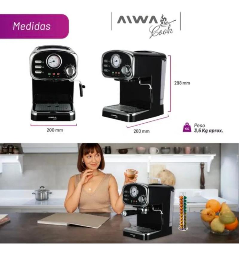 Cafetera Espresso Vintage Aiwa Cook AWK-CE200N
