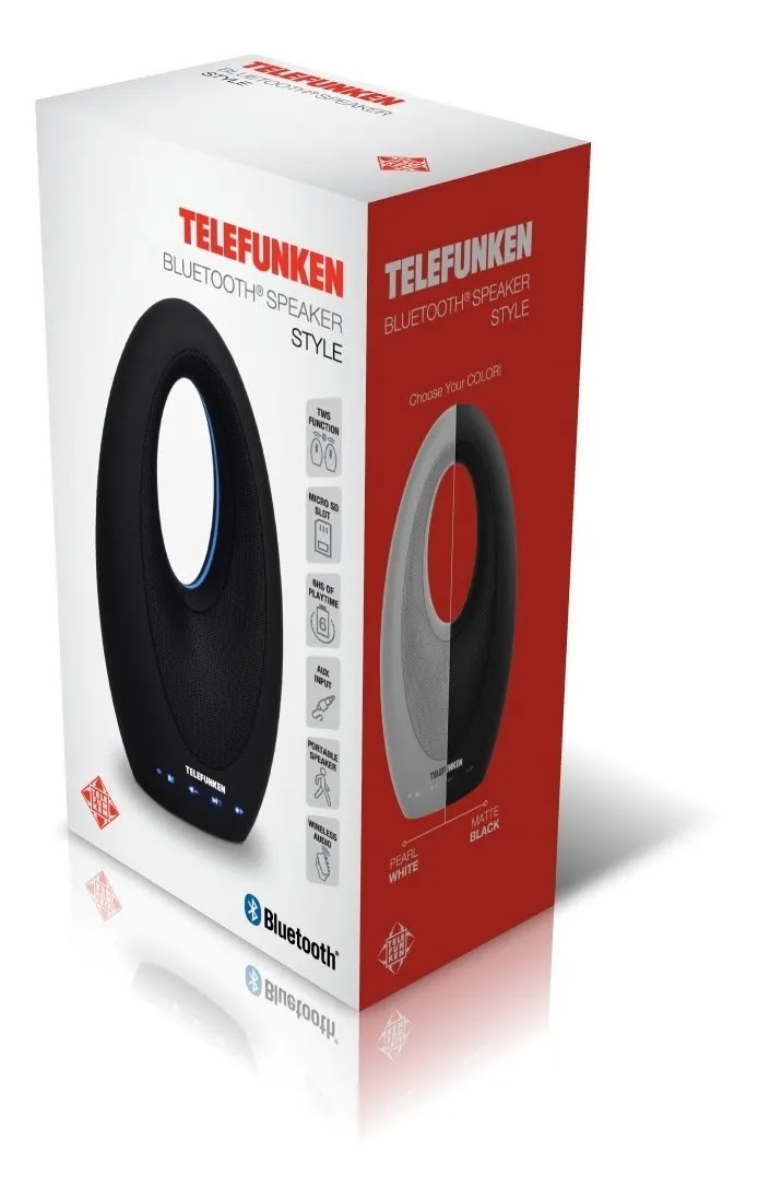 Parlante Bluetooth Telefunken Style Microsd Aux Deco Tws NEGRO