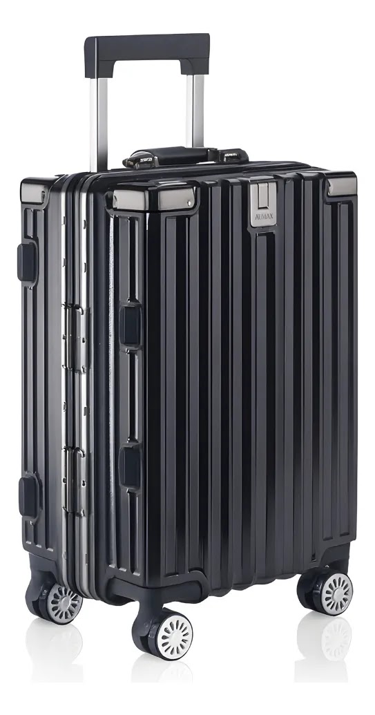 Valija Aumax Luxor Black Gunmetal Marco De Aluminio Mediana 24