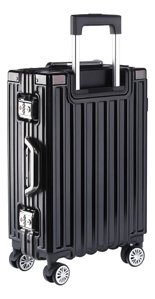 Valija Aumax Luxor Black Gunmetal Marco De Aluminio Mediana 24