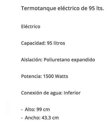 Termotanque Emege Electrico 95 Litros Carga Inferior 1500w Color Blanco